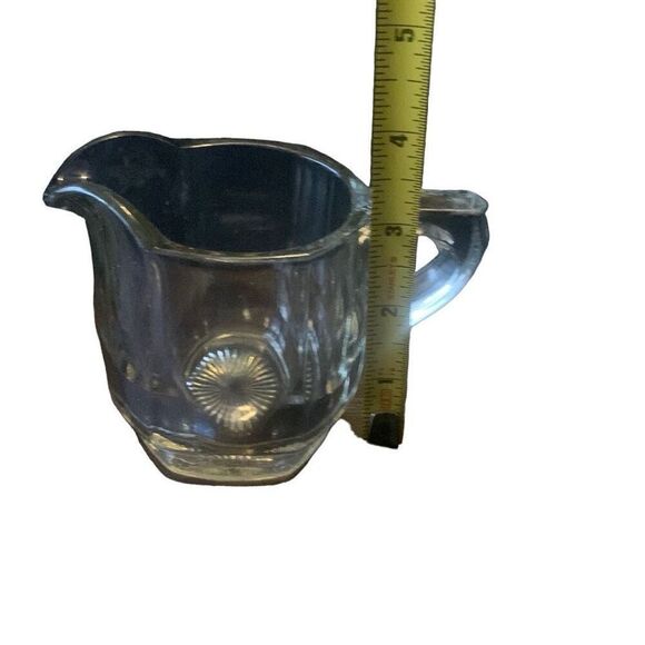 Vintage Heisey Glass Creamer Hexagon Sunburst Base Transparent Classic Style - Picture 12 of 12